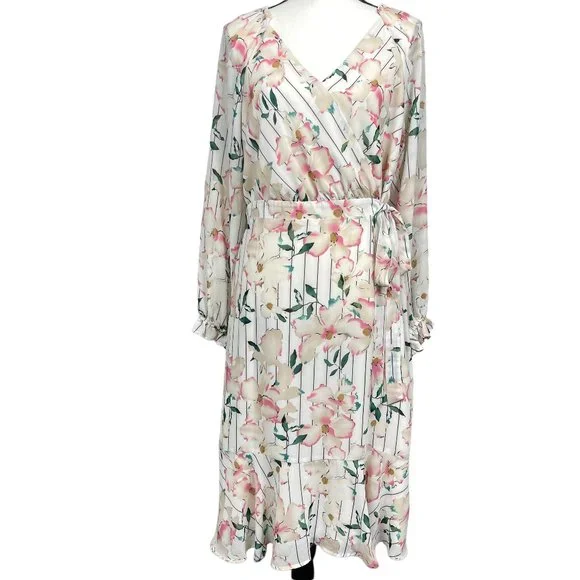 long sleeve butterfly maxi dress Pink Butterfly Boho Floral Print Long Sleeve Maxi Dress Pink / L